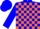 BLUE, orange blocks, blue cap