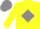 YELLOW, grey diamond, grey cap