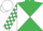 Emerald Green and White diabolo, checked sleeves, White cap