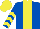Royal Blue, Yellow stripe, chevrons on sleeves, Yellow cap