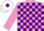 Mauve and Purple check, Mauve sleeves, White cap, Purple diamond