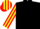 BLACK, red & yellow striped sleeves & cap