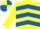 YELLOW & ROYAL BLUE CHEVRONS, yellow sleeves, quartered cap