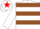 WHITE & BROWN HOOPS, white cap, red star
