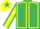 Emerald green, yellow seams, yellow sleeves, emerald green seams, yellow cap, emerald green star