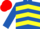 Royal Blue, Yellow chevrons, Red cap