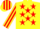 YELLOW, red stars, striped sleeves & cap