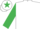 WHITE, emerald green sleeves, white cap, emerald green star