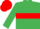 EMERALD GREEN, red hoop, red armlet, red cap