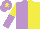 MAUVE & YELLOW HALVED, sleeves reversed, yellow star on cap