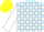 LIGHT BLUE and WHITE check, WHITE sleeves, YELLOW cap