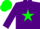 Purple, green star, green cap
