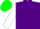 PURPLE, white sleeves, green cap