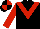 BLACK, red chevron & sleeves, quartered cap