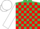 Emerald green and red check, white sleeves and cap
