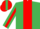 Emerald green, red stripe