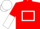 Red, White hollow box, halved sleeves, White cap