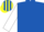 Royal Blue, White sleeves, Royal Blue and Yellow striped cap