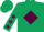 DARK GREEN, maroon diamond & stars on sleeves, dark green cap