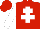 RED, white cross of lorraine & sleeves, red cap