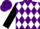 PURPLE & WHITE DIAMONDS, black sleeves, purple cap, black diamonds