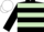 Black, Light Green hoops, White cap