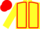 Yellow, Red seams, Yellow sleeves, Red cap
