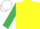 Yellow, Emerald Green sleeves, White cap