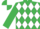EMERALD GREEN & WHITE DIAMONDS, emerald green sleeves, quartered cap