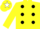 YELLOW, black spots, yellow cap, white star