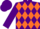 Purple, orange diamonds, purple cap