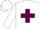 White, maroon cross, white cap