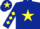 Dark Blue, Yellow star, diamonds on sleeves, Dark Blue cap, Yellow star