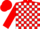 Red & white blocks, red cuffs & collar