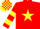 RED, YELLOW star, hooped sleeves, check cap