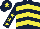 Dark Blue, Yellow chevrons, Dark Blue sleeves, Yellow stars, Dark Blue cap, Yellow star