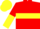 Red, Yellow hoop, halved sleeves, Yellow cap