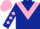 Dark Blue, Pink chevron, diamonds on sleeves, Pink cap