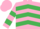 Pink, Emerald Green chevrons, hooped sleeves, Pink cap