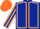 Dark Blue, Beige seams, Beige and Dark Blue striped sleeves, Orange cap