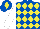 Royal Blue and Yellow diamonds, White sleeves, Royal Blue cap, Yellow diamond