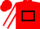 RED, black hollow box, white sleeves, red seams, red cap