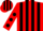 Red and Black stripes, spots on sleeves and striped cap