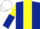 DARK BLUE, yellow panel, yellow & dark blue halved sleeves, white cap