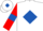White, Royal Blue diamond, Red sleeves, Royal Blue armlets, White cap, Royal Blue diamond