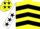 YELLOW, BLACK chevrons, WHITE sleeves, BLACK stars, WHITE cap, BLACK stars