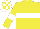 YELLOW, WHITE hoop and armlets, WHITE and YELLOW check cap