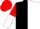 Black and white (halved), red and white halved sleeves, red cap