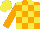 Orange and Yellow check, Orange sleeves, Yellow cap