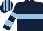Dark Blue, Light Blue hoop, hooped sleeves, striped cap